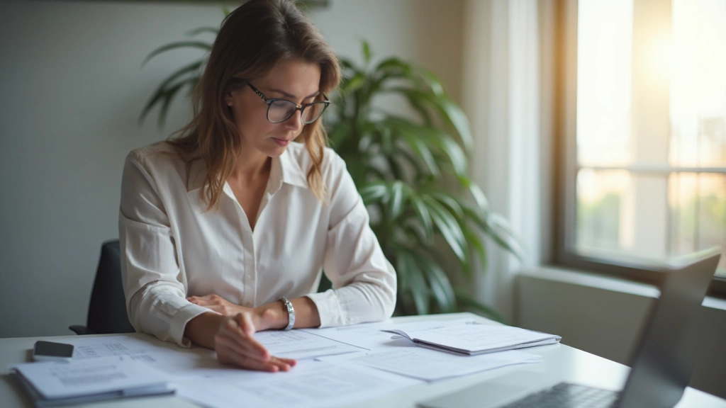 Профессиональный портрет женщины с документами о сбережениях